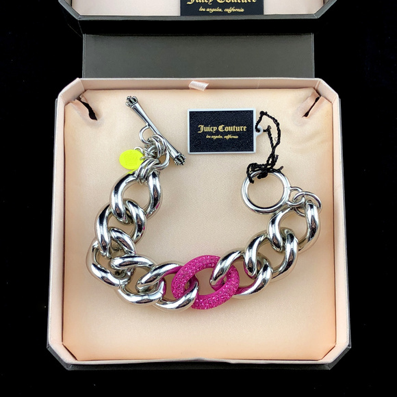 Juicy Couture Jewelry - Juicy Couture Large Link Chain Bracelet Svr & Pink